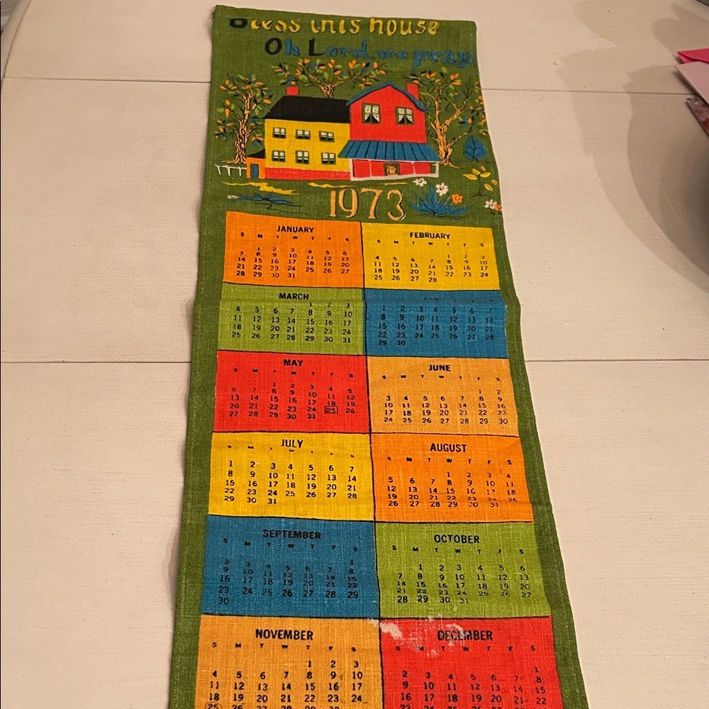 Vintage 1973 Wall Calendar with Colorful Design